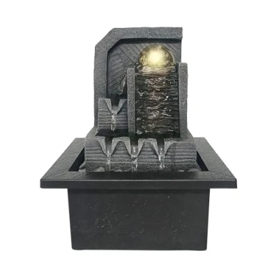 Image of Well Being Aztec Indoor Cascading Water Fountain with Illuminated Spinning Ball