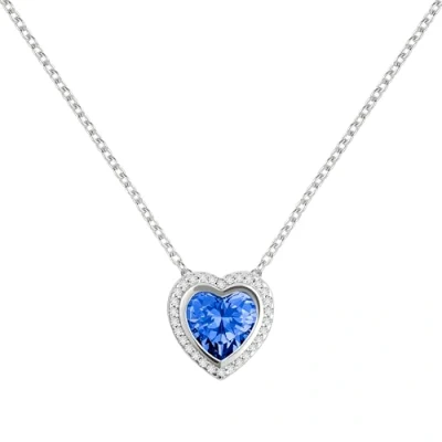 Image of RADLEY Womens Sterling Silver Blue Cubic Zirconia Stone Set Heart Necklace
