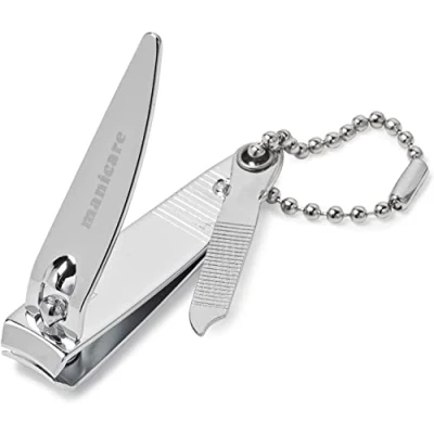 Image of Manicare Small Nail clipper With File And Chain,Quality Stainless Steel For Precisie Trimming Of Fingernails,Perfect Handbag Or Travel Manicures Pedicures, 5cm Long, 2mm Cut Width