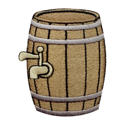 Image of Beer Barrel Patch, Humurous Funky Embroidered Iron on Sew Patch Badge for Clothes etc. 7X6 cm