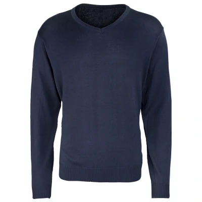 Image of Premier Mens V Neck Knitted Sweater (Navy) Size X Large