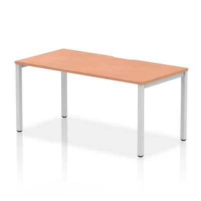 Image of Evolve Single Silver Frame Bench Desk 1600 Beech BE128