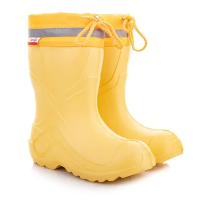 Image of LEMIGO Lightweight EVA Boys Girls Wellington Boots with Cuff Camp, yellow, 8.5/9 UK Child