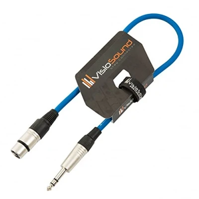 Image of Female XLR to 6.35mm Stereo TRS Jack Lead/Balanced Signal/Audio Patch Cable 0.5m Blue