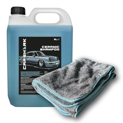 Image of CARSHARK Microfibre Car Drying Towel with Ceramic Shampoo 5 Litres, Highly Absorbent, 165 x 60 cm, Extra Large