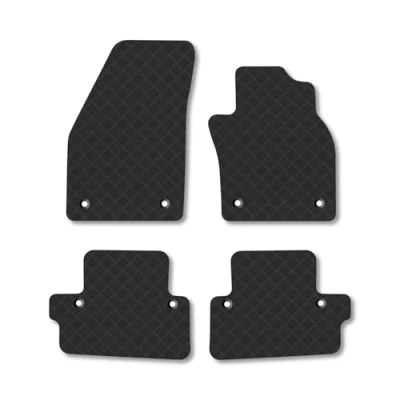 Image of Rubber Car Mats Compatible with Volvo C70 (2006 2013) [Auto] Tailored Fit Floor Set Accessory Black Custom 4 Pieces Clips Anti Slip Backing, Heavy Duty &amp; Waterproof