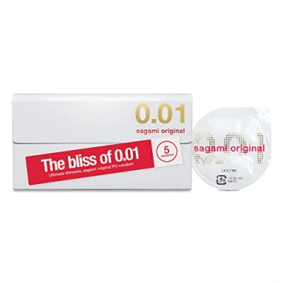 Image of Sagami Original 0.01 Ultra Thin Super Strong Non Latex Condoms Pack of 5