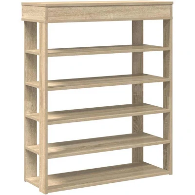 Image of vidaXL shoe rack/organizer sonoma oak, engineered wood storage solution, 80x30x98 cm compact, modern style for entryways/hallways