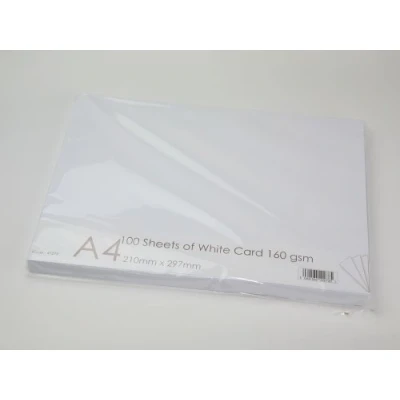 Image of A4 210mm x 297mm Sheets 160gsm Blank Card Cardstock White (100pk)