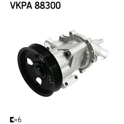 Image of 46338231, 46350533, 55258179 Water pump SKF VKPA 88300 with gaskets/seals Metal housing for V ribbed belt use MINI: Hatchback, Convertible