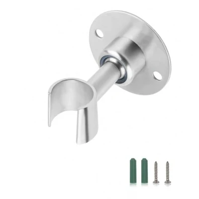 Image of 0XBIT Shower Pole Holder, Stainless Steel Showerhead Holder Bracket, Double Hole Bracket with Screws, Wall Mounted Adjustable Head Suitable for Bathroom Heads