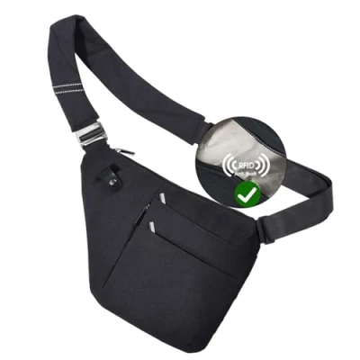 Image of VADOO Sling Bag Anti theft Crossbody Shoulder for Men and Women, Black 2.0, M
