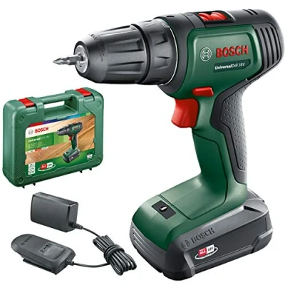 Image of Bosch Home and Garden Cordless Drill UniversalDrill 18V (1 Battery, 18 Volt System, in Carrying case), Black