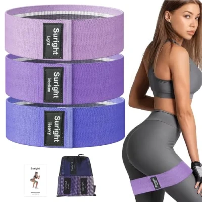 Image of Fabric Resistance Bands, Exercise Band [Set of 3] Workout Fitness Bands for Hips &amp; Glutes, Non Slip Booty Women/Men/Beginners/Athletes Strength Training,Yoga,Pilate,Fitness