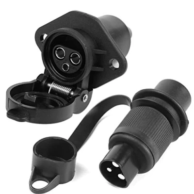Image of AGRISHOP 12 V 3 Pin Tractor Plug Socket,3Pin Plug,3Pin Socket For Tractor, 3Pin Wiring Connector Adapter Agricultural Machines Trailer Truck Van Towbar Towing