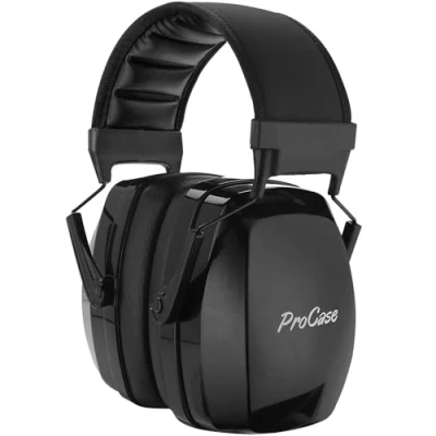 Image of ProCase Ear Defenders Adults, SNR 36dB Professional Hearing Protection Noise Cancelling Headphones Earmuffs with Adjustable Headband for Autism Hunting Shooting Gardening DIY Working Black