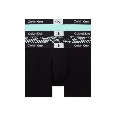 Image of Calvin Klein Men&#039;s Boxer Brief 3Pk, Aquatic, Polka Not Prt_Aquatic, Blk, XS