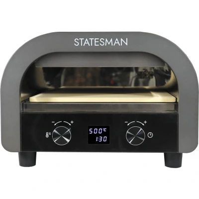 Image of Statesman SKPO0E13B Electric Pizza Oven, 12 Inch, 1800 W, Digital Display, 13 Inch Stone Included, Grey