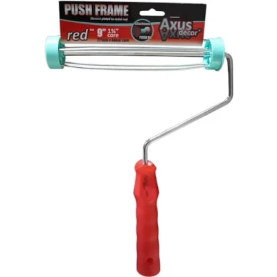 Image of Axus Decor Red Series Push Frame Compatible with 38mm Core, Ergonomic Grip &amp; Chrome Plated Rod, Suitable for Fit Extension Poles, Professional, Series, 9&quot; x 1.5&quot; (228mm 38mm)