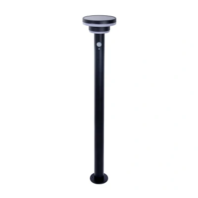 Image of Nora LED 86cm Solar Outdoor Bollard Black PIR + Dusk to Dawn Sensor 3000K IP44