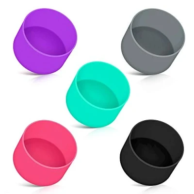 Image of Juliyeh 5 Pieces Protective Silicone Boot Anti Slip Bottom Sleeve Cover Flex for Sports Water Bottles 12oz 24oz Accessories (5COLOR)