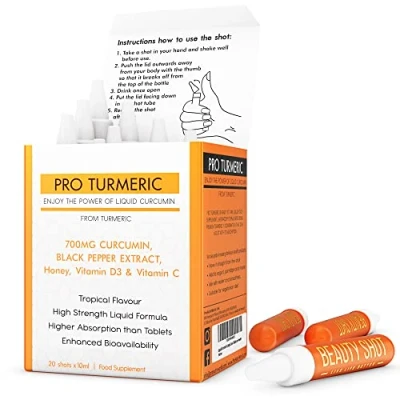 Image of ProNutriWorld Turmeric and Black Pepper Shots Immune System Booster with Vitamin D3 &amp; C for Muscle Joint Relief 20 Vegan Maximum Potency Enhanced Absorption