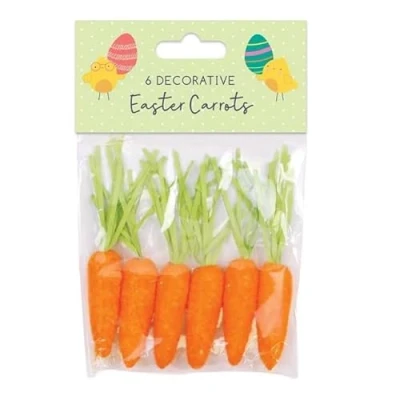 Image of The Home Fusion Company Kids Children&#039;s 6 Pack Orange Carrots Easter Decorations, Bonnet Arts Crafts