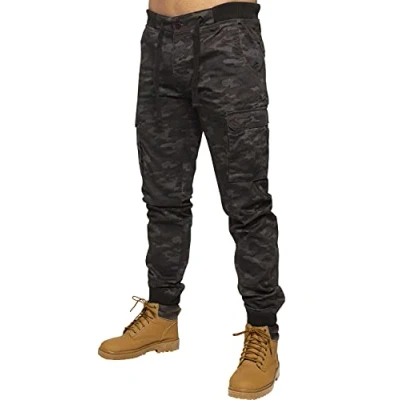 Image of EZ409 Enzo Mens Military Combat Joggers Trousers Camouflage Cargo Camo Work Pants Dark Khaki 36R