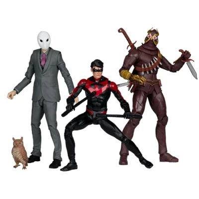 Image of McFarlane Toys DC Multiverse Nightwing vs Talon &amp; Owl (Batman: The Court of Owls) 3 pack Gold Label