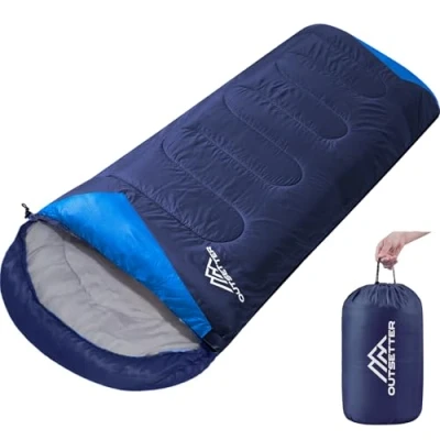 Image of Sleeping Bags for Adults 3 Season Backpacking Lightweight Waterproof Cold Weather Bag Kids Warm Camping Hiking Outdoor Travel Hunting with Compression Navy Blue