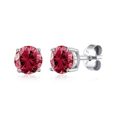 Image of Philip Jones Sterling Silver July (Ruby) Birthstone Earrings Created with Zircondia® Crystals