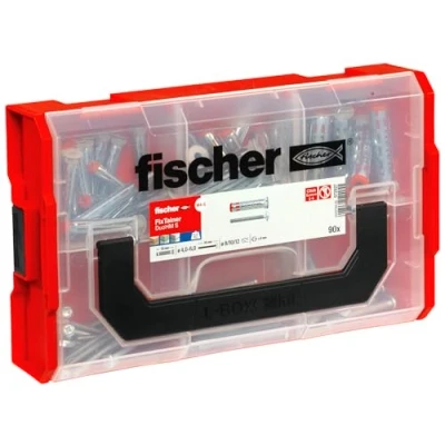 Image of fischer FixTainer DuoHM Cavity Dowel + Screw TX, Box with 90 dowels and Screws, Panel for attaching TV Brackets, Lights, etc. in Building Materials, Practical Set