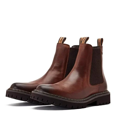 Image of Base London Men&#039;s Utah Chelsea Boot, Burnt Brown, 7 UK
