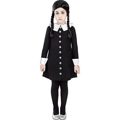 Image of Funidelia Wednesday Addams Costumes The Family for girl &amp; Halloween Costume kids accessory fancy dress props Halloween, carnival parties Size 7 9 years