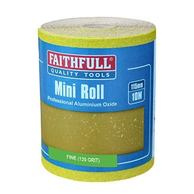 Image of Faithfull FAIAR10120Y 10M Fine (120 Grit) Sandpaper Roll Yellow (Std) 115mm x