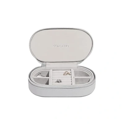 Image of Stackers Pebble Grey Oval Travel Jewellery Box