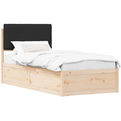 Image of vidaXL Bed Frame with Upholstered Headboard Black 100 x 200 cm