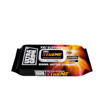 Image of UltraGrime PRO Xtreme Cleaning Wet Wipes Powerful Graffiti Permanent Marker Paint Removal Tougher Heavy Duty textured scrubbing cloths (40 XXL+ wipes)