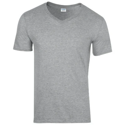 Image of Gildan Men&#039;s Soft Style V Neck T Shirt, Grey (Rs Sport Grey), XX Large