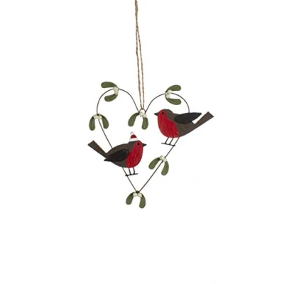 Image of Shoeless Joe Christmas Robin &amp; Mistletoe Heart Hanger