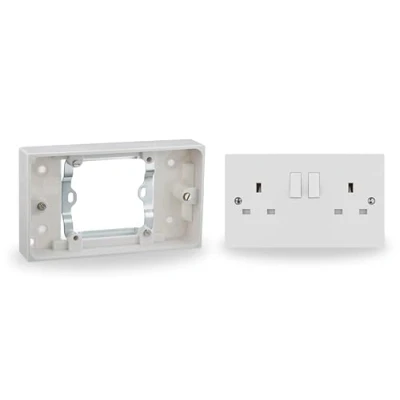 Image of Mr. Gadget&#039;s Solutions 1 Gang to 2 Single Double Socket Converter, Complete Set Easy Installation for Home &amp; Office Use Twin Wall Converter (Back Box + Socket)