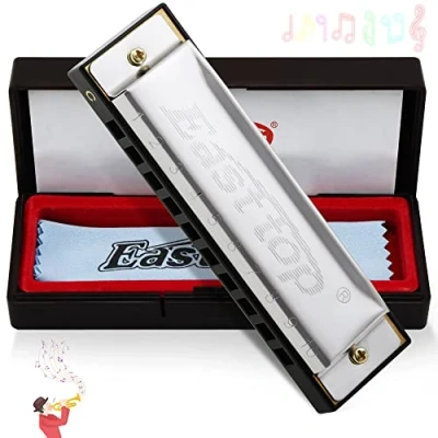 Image of East top Harmonica, Blues Diatonic harmonica Key of C 10 Holes 20 Tones Mouth Organ For Kids, Adults, Beginners, Professionals and Students