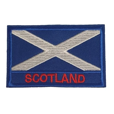Image of Fat catz copy Blue Scotland St Andrews The Saltire Flag Embroidered Patch Badge Iron or Sew on 8cm x 5cm