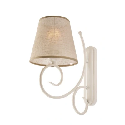 Image of Lorenzo Wall Lamp With Fabric Shade White, 1x E27