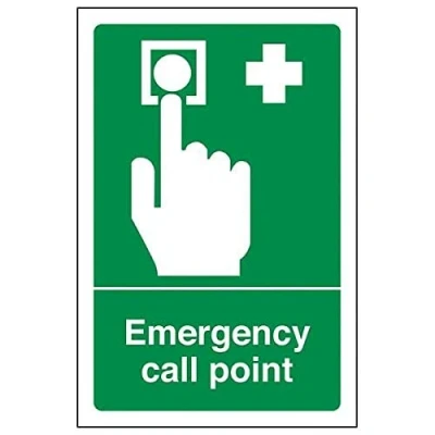 Image of V Safety 23009AG R&#039;Emergency Call Point&#039; Sign, Portrait, 100 mm x 150 (Pack of 3)