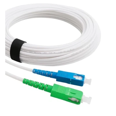 Image of Elfcam® Fibre Optic Extension Cable Freebox Single Mode SC APC to UPC Reinforced Shielding and Connector Very Reliable Loss 20 m White