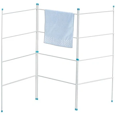 Image of Sarrah Little Store Multi Section Indoor Outdoor Folding Clothes Airer 3 Fold Foldable Horse Gate Laundry Dryer Rail Drying Rack Hanger White