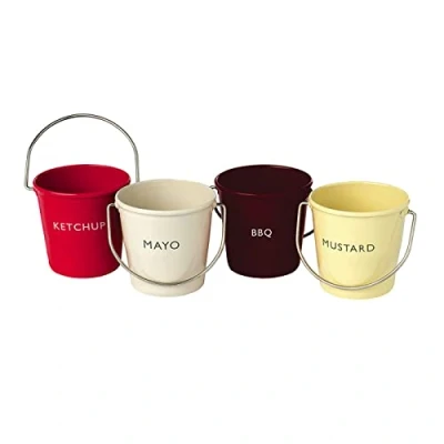 Image of Eddingtons Ranch Ketchup, Mayo, BBQ, Mustard Buckets Set Of 4