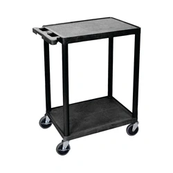 Image of Multipurpose 2 Shelf Trolley Moulded Polyethylene 150kg Capacity Black