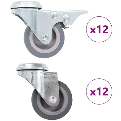 Image of vidaXL 24 pcs Bolt Hole Swivel Casters 50 mm